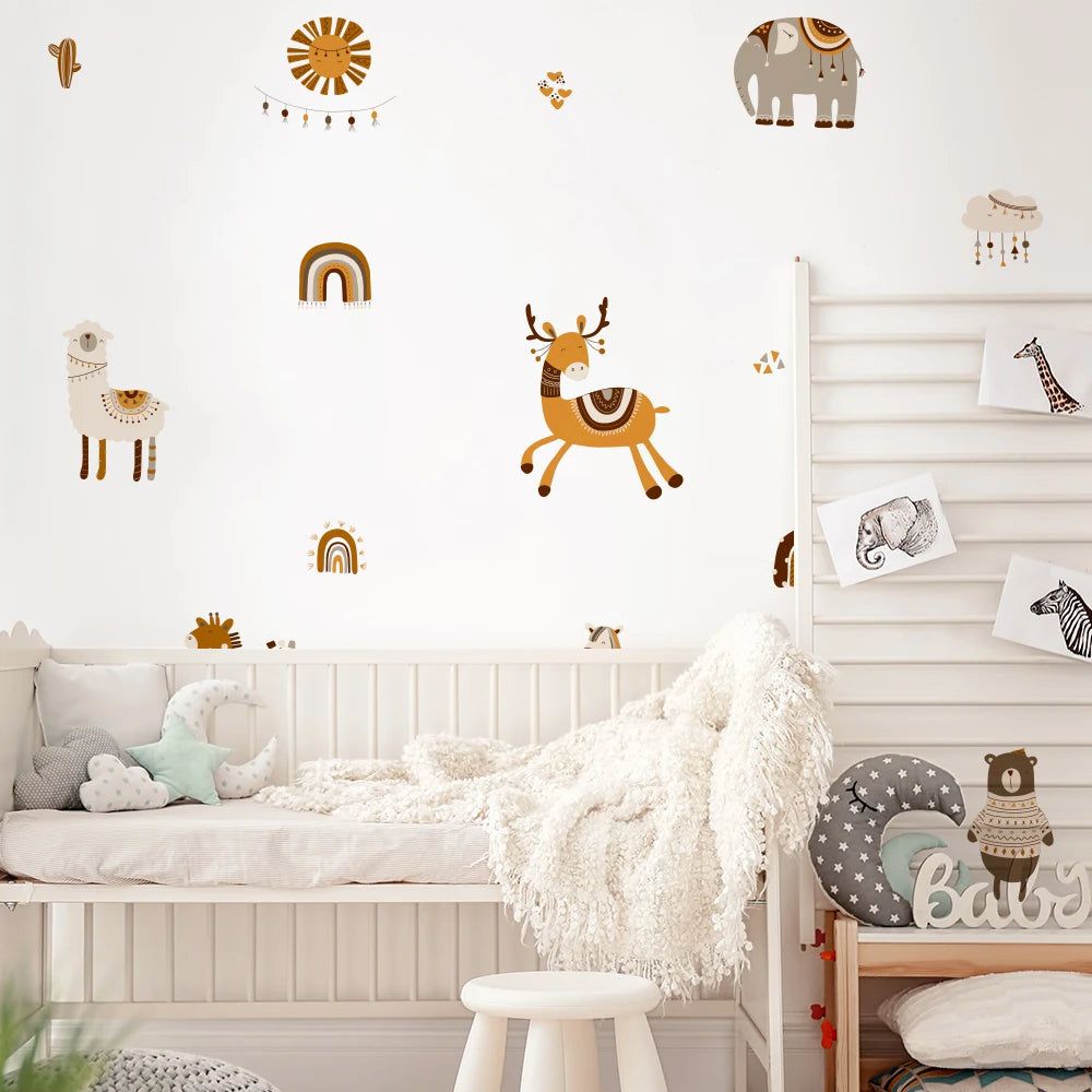 Cartoon Animals Wall Stickers - Removable Nursery Decals for Kids Room-