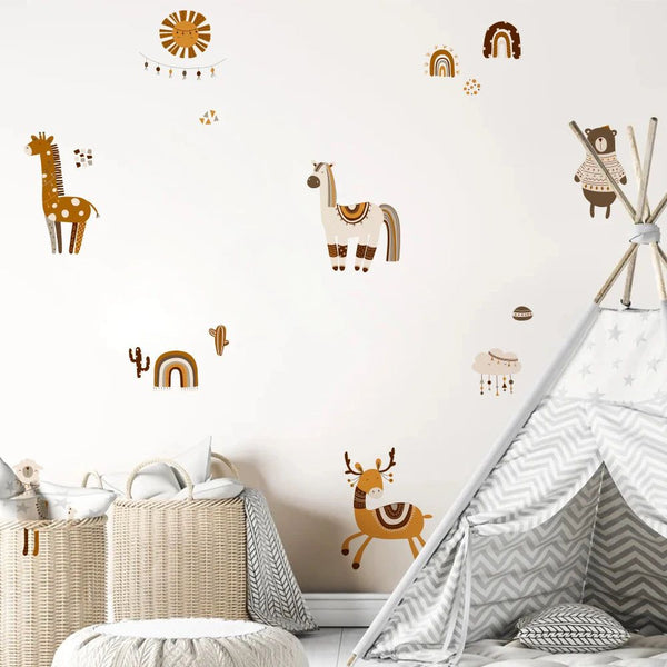 Cartoon Animals Wall Stickers - Removable Nursery Decals for Kids Room-