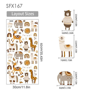 Cartoon Animals Wall Stickers - Removable Nursery Decals for Kids Room-