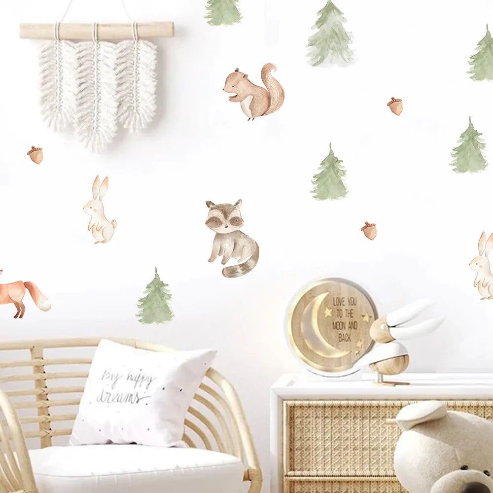 Cartoon Forest Animal Wall Stickers for Nursery Room Decor-