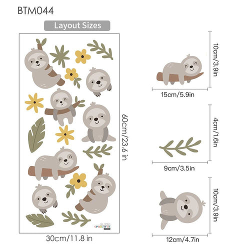 Cartoon Sloth Wall Sticker - Cute & Removable Kids Room Decal-