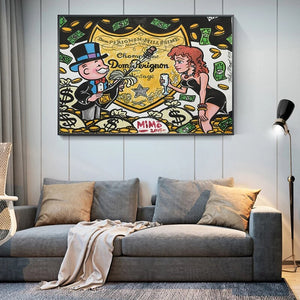 Champagne Money Alec Monopoly Canvas Print-Wall Posters