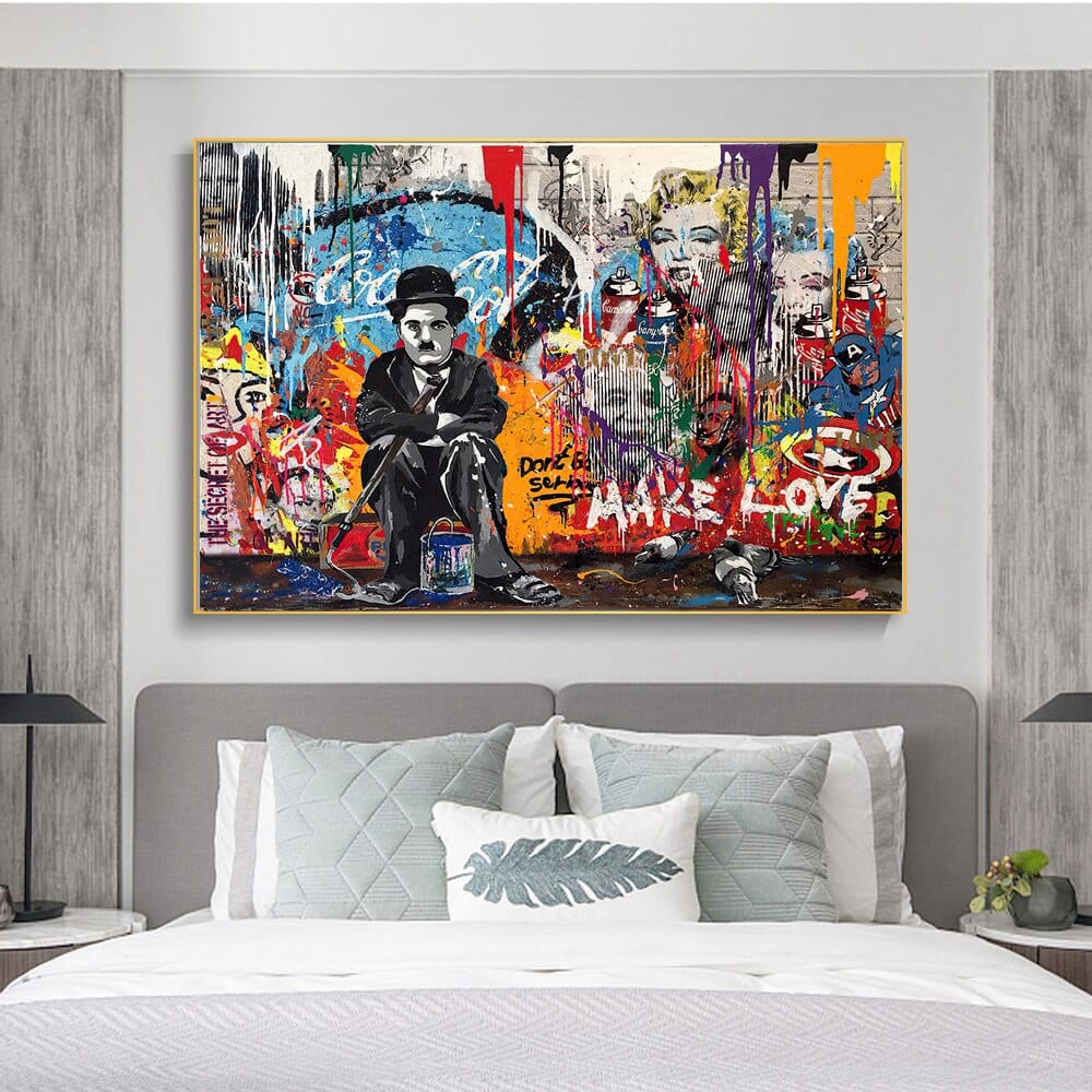 Charlie Chaplin Graffiti Wall Art Canvas Painting Poster-Wall Posters
