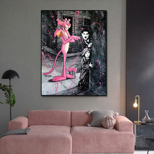 Charlie Chaplin Pink Panther Poster - Classic Comedy Icon-Wall Posters