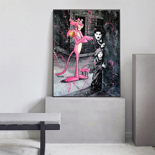 Charlie Chaplin Pink Panther Poster - Classic Comedy Icon-Wall Posters