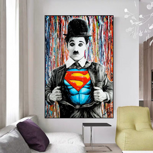 Charlie as Super Man Canvas Wall Art-Wall Posters