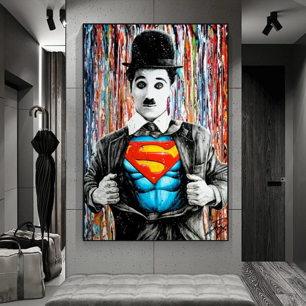 Charlie as Super Man Canvas Wall Art-Wall Posters
