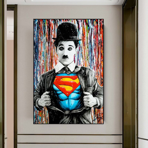 Charlie as Super Man Canvas Wall Art-Wall Posters
