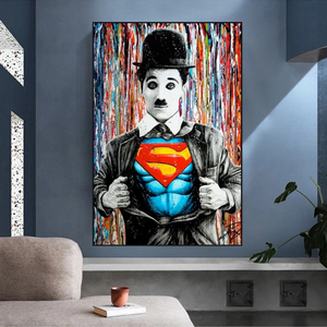 Charlie as Super Man Canvas Wall Art-Wall Posters