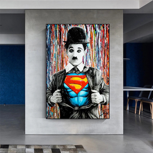 Charlie as Super Man Canvas Wall Art-Wall Posters