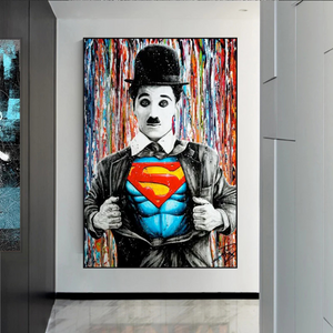 Charlie as Super Man Canvas Wall Art-Wall Posters