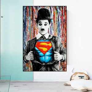 Charlie as Super Man Canvas Wall Art-Wall Posters