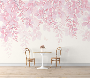 Cherry Tree: Pink Flowers Mural Wallpaper-Flower & Leaf Wallpaper