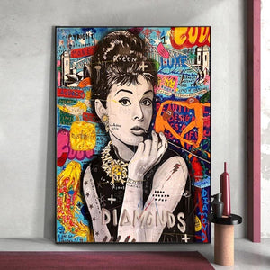 Chic Audrey Hepburn Canvas Elegant Diamonds-Wall Posters