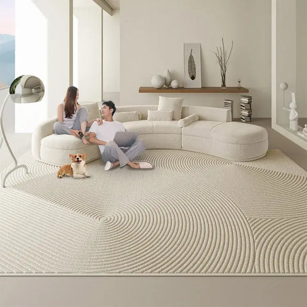 Circle Dunes 3D Diatom Silk Rug for Living Room - Elegant & Modern-Rugs & Carpets