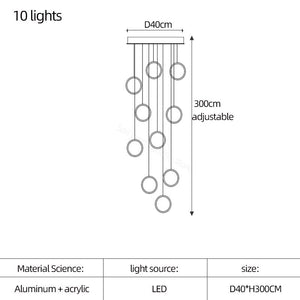 Circle Mingle LED Chandelier Light-Staircase Chandelier