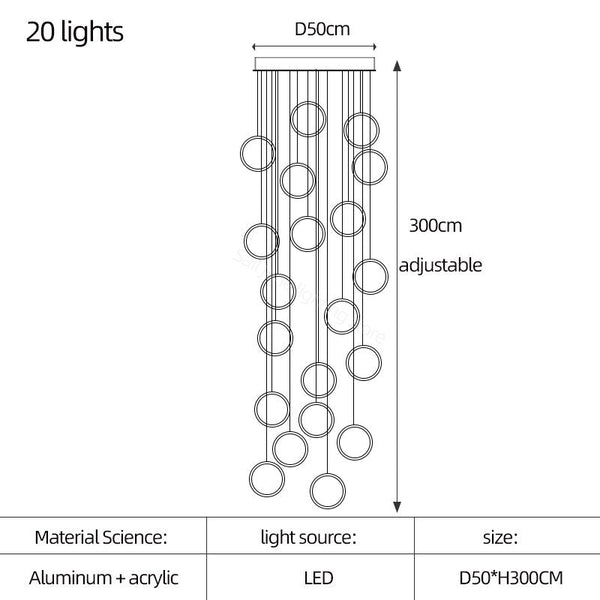 Circle Mingle LED Chandelier Light-Staircase Chandelier