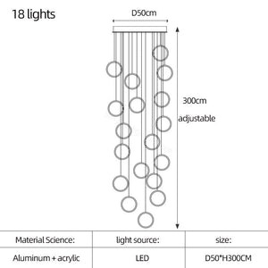 Circle Mingle LED Chandelier Light-Staircase Chandelier