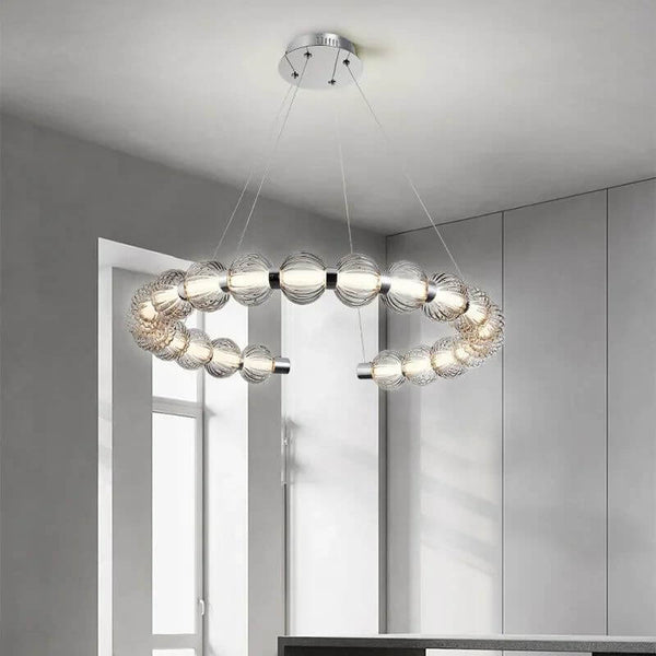 Circular Ring Chrome LED Pearl Chandelier-Ceiling Chandelier