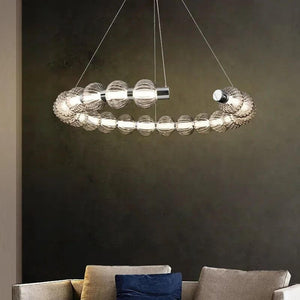 Circular Ring Chrome LED Pearl Chandelier-Ceiling Chandelier
