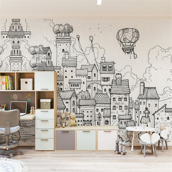 Cityscape Adventures Kids City Buildings Wallpaper-Kids Room Wallpaper