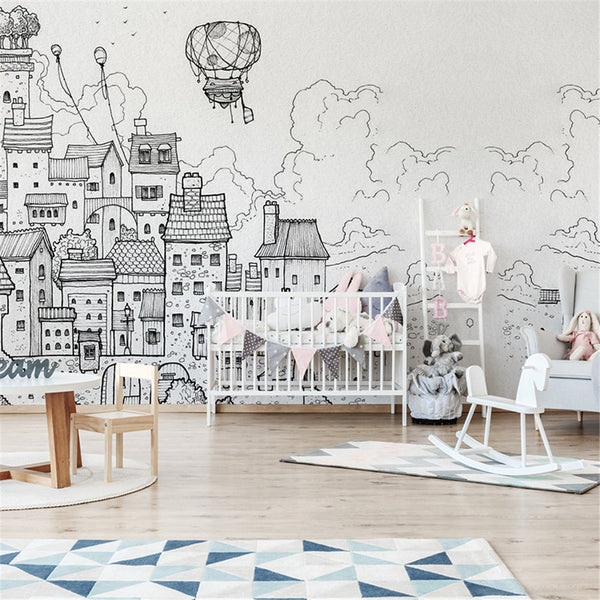 Cityscape Adventures Kids City Buildings Wallpaper-Kids Room Wallpaper