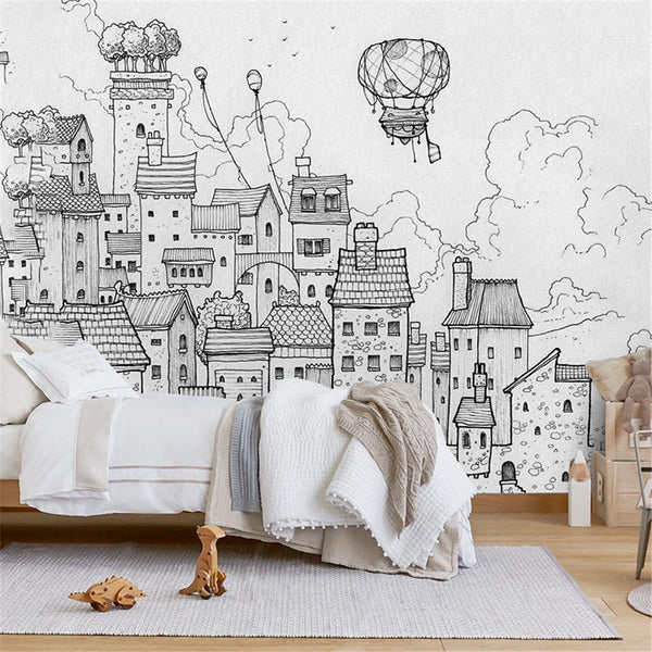 Cityscape Adventures Kids City Buildings Wallpaper-Kids Room Wallpaper