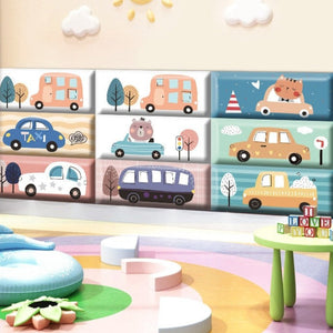 Classic Car Race Kids Wall Padded Safety Cushions-Anti Collision Padded Wall Stickers
