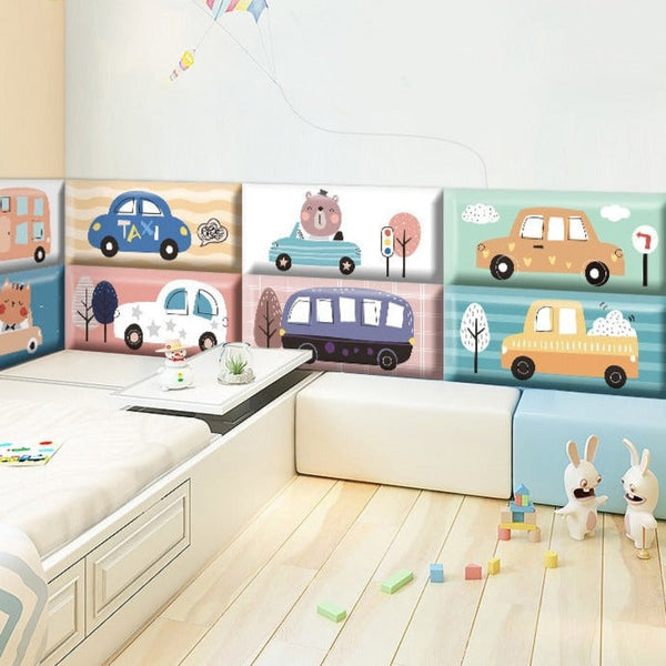 Classic Car Race Kids Wall Padded Safety Cushions-Anti Collision Padded Wall Stickers