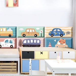 Classic Car Race Kids Wall Padded Safety Cushions-Anti Collision Padded Wall Stickers
