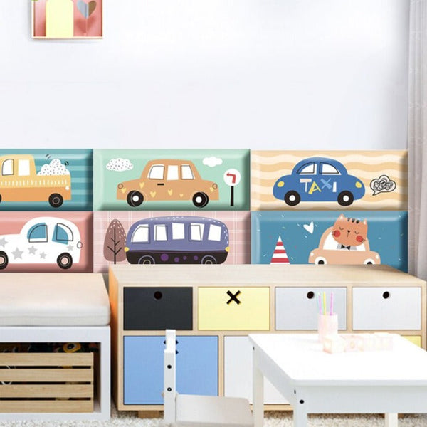 Classic Car Race Kids Wall Padded Safety Cushions-Anti Collision Padded Wall Stickers