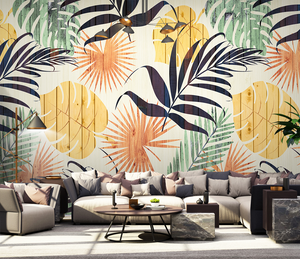 Colourful Leaf Wallpaper Murals - Vibrant Wall Decor Options-Flower & Leaf Wallpaper
