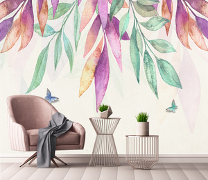 Colourful Leafs Fallen - Tropical Wallpaper Mural-Flower & Leaf Wallpaper