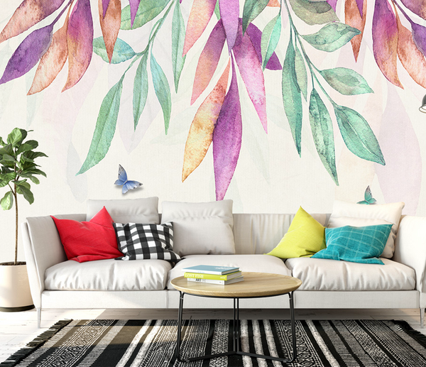 Colourful Leafs Fallen - Tropical Wallpaper Mural-Flower & Leaf Wallpaper