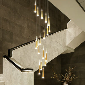 Cone Tubes Staircase Chandelier: Exquisite Illumination-Staircase Chandelier