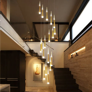 Cone Tubes Staircase Chandelier: Exquisite Illumination-Staircase Chandelier