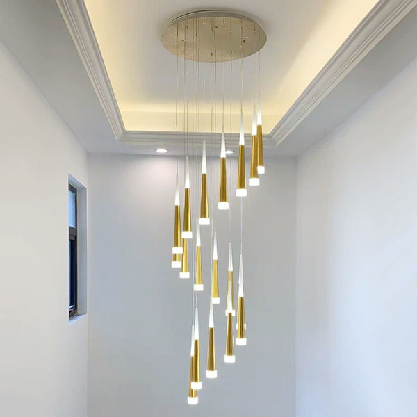 Cone Tubes Staircase Chandelier: Exquisite Illumination-Staircase Chandelier