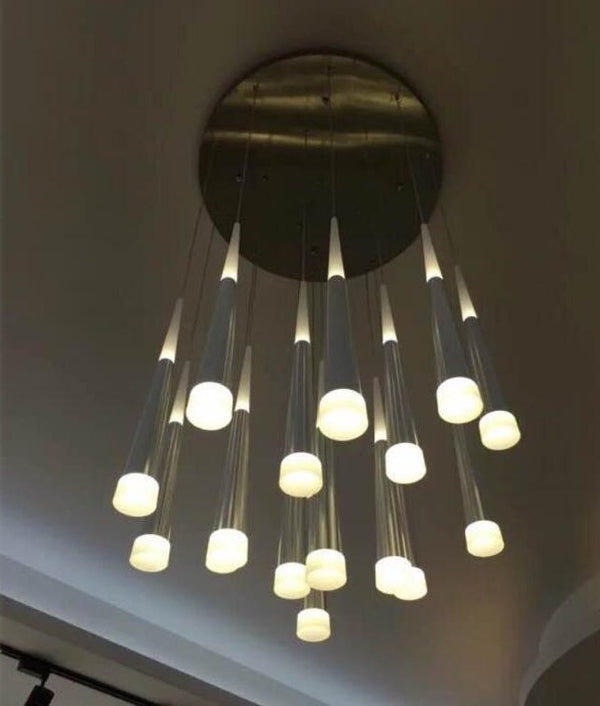 Cone Tubes Staircase Chandelier: Exquisite Illumination-Staircase Chandelier