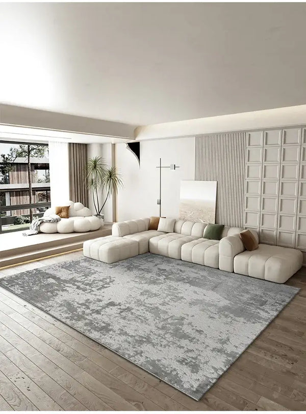 Contemporary Gray Tufted High Pile Rug with 3D Geometric Design-Rugs & Carpets