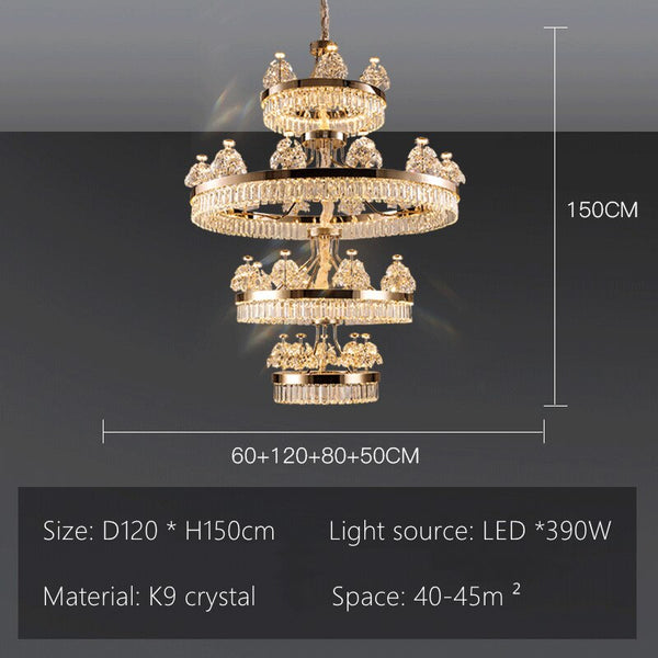 Crystal Ceiling K9 Crystal Grand Chandelier: Elegant Lighting Fixture-Ceiling Chandelier