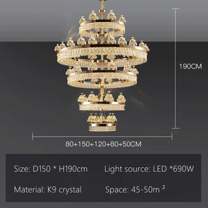 Crystal Ceiling K9 Crystal Grand Chandelier: Elegant Lighting Fixture-Ceiling Chandelier