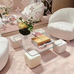 Crystal Clear Pine Wood Square Coffee Table-Coffee Table