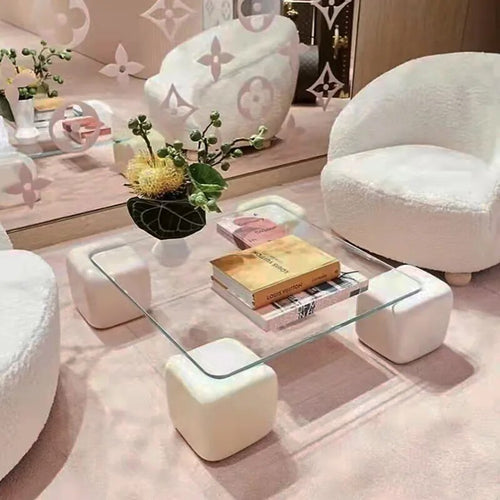 Crystal Clear Pine Wood Square Coffee Table-Coffee Table