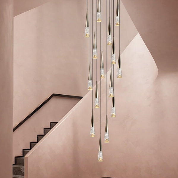 Crystal Cones Staircase Chandelier - Stunning Ambiance-Staircase Chandelier