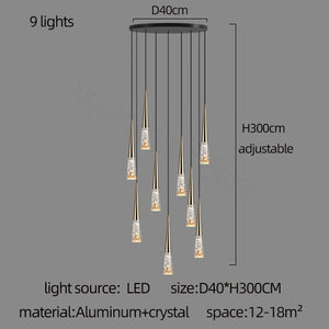 Crystal Cones Staircase Chandelier - Stunning Ambiance-Staircase Chandelier
