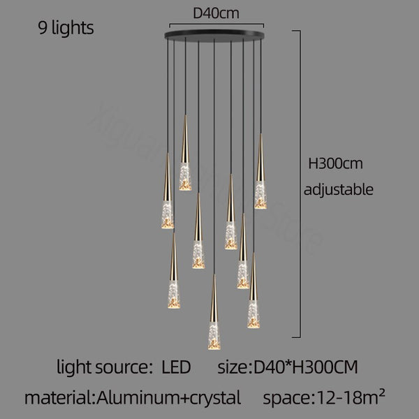 Crystal Cones Staircase Chandelier - Stunning Ambiance-Staircase Chandelier