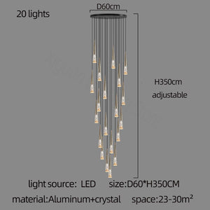 Crystal Cones Staircase Chandelier - Stunning Ambiance-Staircase Chandelier