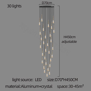 Crystal Cones Staircase Chandelier - Stunning Ambiance-Staircase Chandelier