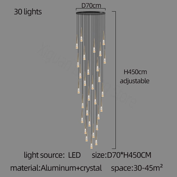 Crystal Cones Staircase Chandelier - Stunning Ambiance-Staircase Chandelier