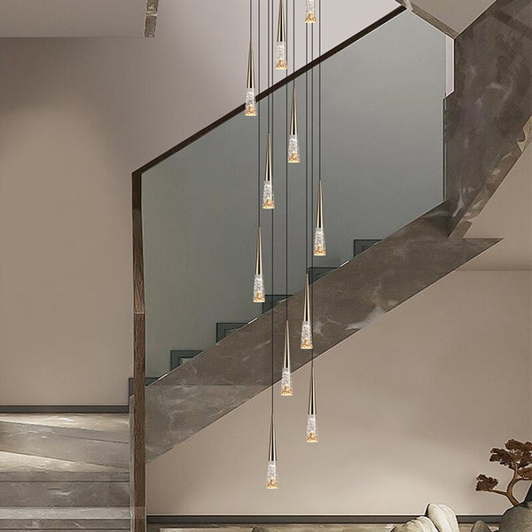 Crystal Cones Staircase Chandelier - Stunning Ambiance-Staircase Chandelier